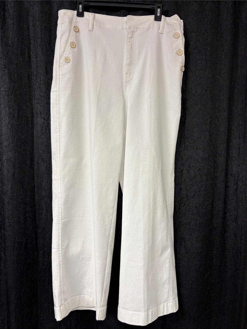 Talbots White Button-Detail Straight Leg Pants- NWOT